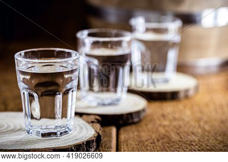 Silver Tequila, Variation Of Traditional Mexican Tequila, With Copy Space