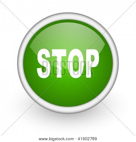 Stop grøn cirkel blank web ikon på hvid baggrund