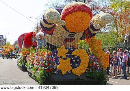 Sassenheim, Netherlands - April 21, 2018: 100 Years Bloemencorso Bollenstreek Flower Parade Traditio