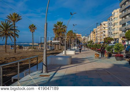 Morning In Estepona Promenade. Estepona, Costa Del Sol, Andalusia, Spain. Picture Taken 28 April 202