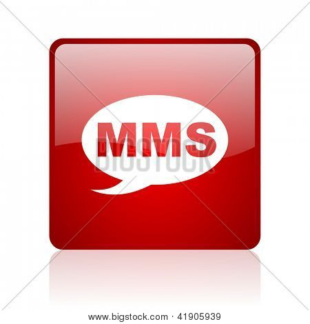 mms ไอคอนเว็บมันสี่เหลี่ยมสีแดงบนพื้นหลังสีขาว
