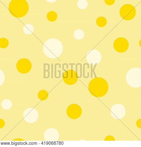 Yellow And White Circles Seamless Repeating Pattern.