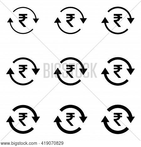Set Of Rupee Money Icon, Collection Of Indian Business Sign, Market Economy Vector Illustration .