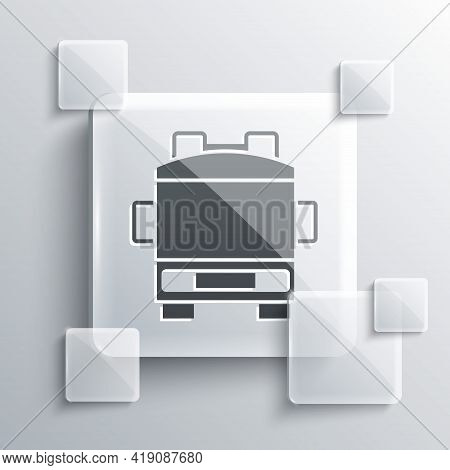 Grey Fire Truck Icon Isolated On Grey Background. Fire Engine. Firefighters Emergency Vehicle. Squar