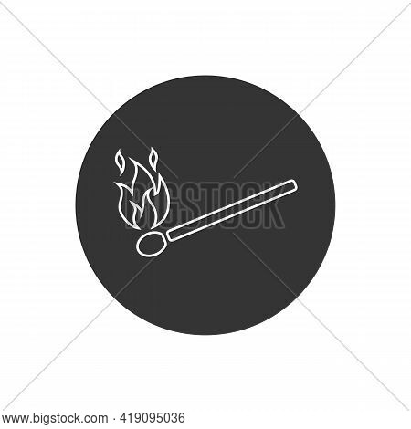 Match Sign. Fire Symbol Line White Icon. Flame Concept. Stock Vector Illustration