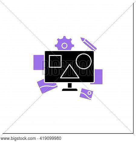 Composition Glyph Icon. Arranged, Distributed, Aligned And Compiled Design. Highly Functional And Ef
