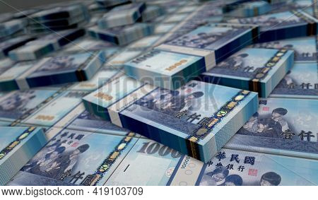 Taiwan Dollar Money Banknotes Pack Illustration