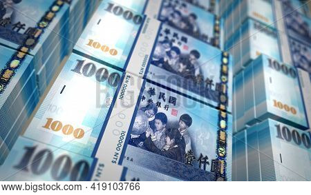 Taiwan Dollar Money Banknotes Pack Illustration
