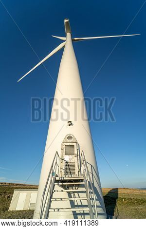 Single Wind Turbine, Windmill Entrance. Sustainable Enery Concept
