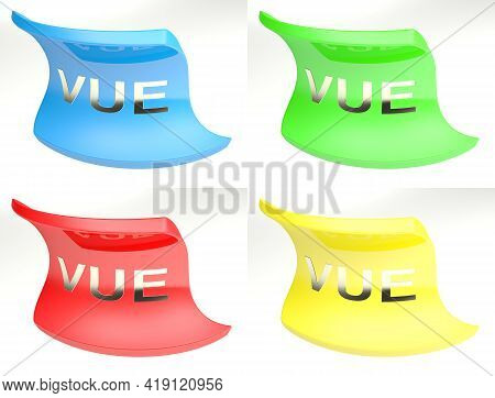 Vue Colorful Icon Set Isolated On White Background - 3d Rendering Illustration