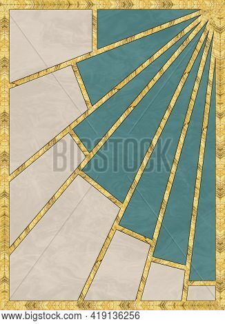 Modern Mosaic, Inlay. Illustration In Stained Glass Style. Art Deco Background. Geometric Pattern. M