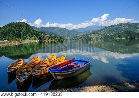 September 2017, Pokhara Nepal, Boats On Begnas Lake