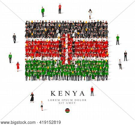 A Large Group Of People Are Standing In Black, Green, White And Red Robes, Symbolizing The Flag Of K