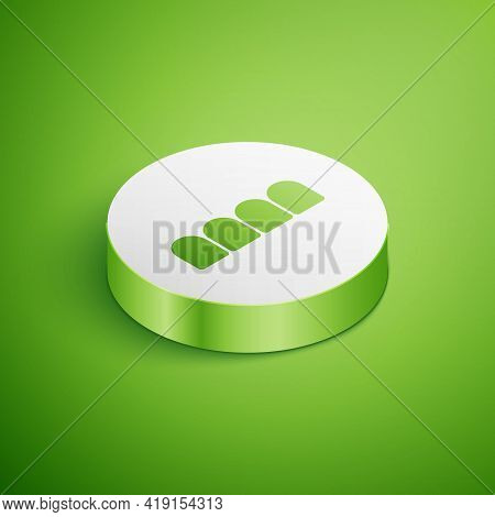 Isometric Dentures Model Icon Isolated On Green Background. Teeth Of The Upper Jaw. Dental Concept. 