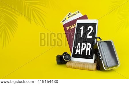 April 12nd. Day 12 Of Month, Calendar Date. Mechanical Calendar Display On Your Smartphone. The Conc