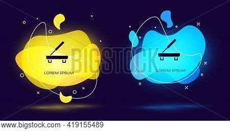 Black Scented Spa Stick On A Wooden Stand Icon Isolated On Black Background. Incense Stick. Cosmetic