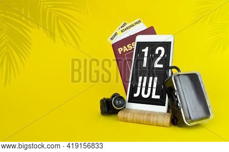 July 12nd. Day 12 Of Month, Calendar Date. Mechanical Calendar Display On Your Smartphone. The Conce