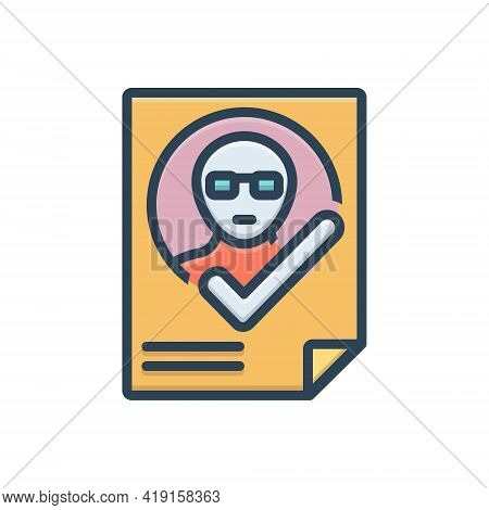 Color Illustration Icon For Attendance Presence Impendence Identification Verification