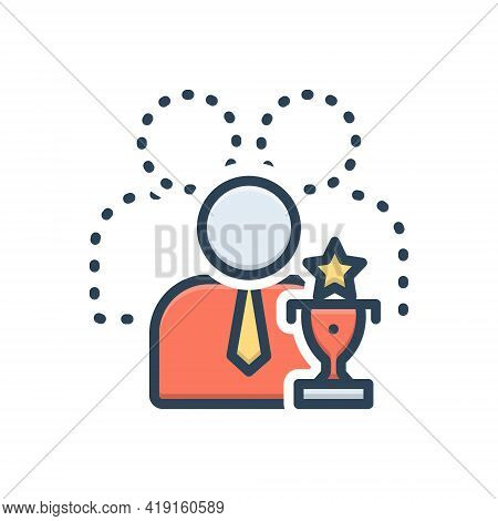 Color Illustration Icon For Capable Competent Adequate Eligible Deserving Triumphant