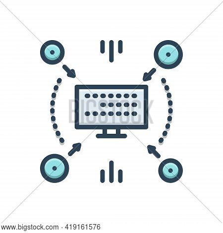 Color Illustration Icon For Compiling Anthology Collection Monitor Technology