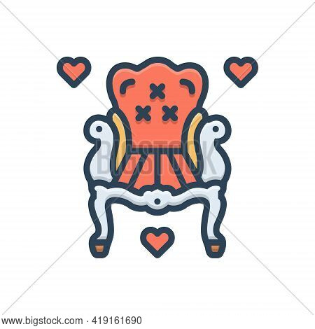 Color Illustration Icon For Antic-chair Antic Chair Furniture Armchair Comfortable Heritage