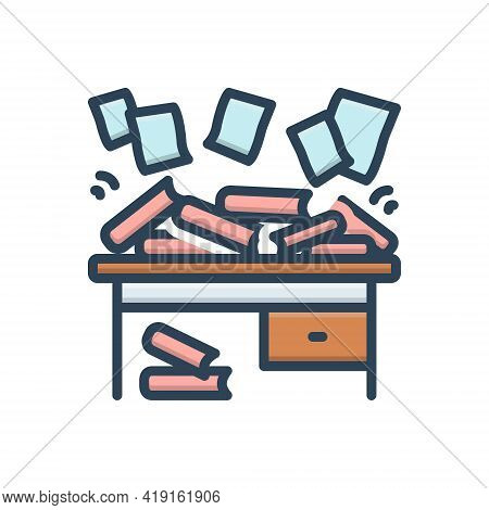 Color Illustration Icon For Disorganize Haphazard Scrappy Disorganized Disorderly Straggling