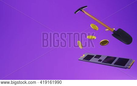 Ssd And Coin 3d Render Object Minimal Abstack Background