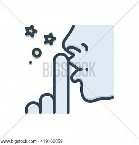 Color Illustration Icon For Discretion Prudence Silent Secret Mute Finger Voiceless Finger-on-lip