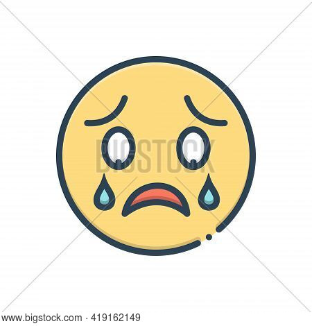 Color Illustration Icon For Dissapoint Disillusion Disappointment Despair Frustration Weep Emoji