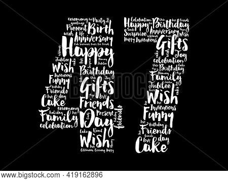 Happy 47th Birthday Word Cloud, Holiday Concept Background