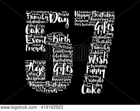 Happy 57th Birthday Word Cloud. Holiday Concept Background
