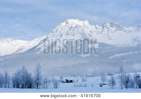 ranní scéna v horách, Ellmau, Rakousko