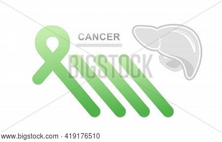 Conceptual Medical Banner Landing Page, Liver Disease, Cancer Hope And Support Ribbon Nephritic On W