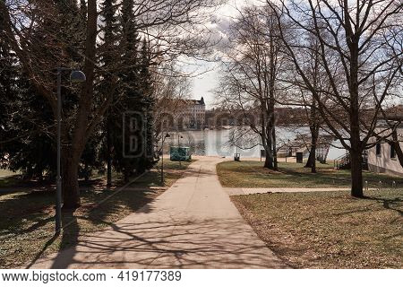 Helsinki. Finland 28 April 2021. Embankment. Herttoniemi. Sunny Spring Day.