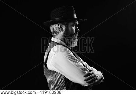 Mafia Gentlemen Club. Mature Cowboy. Detective Acknowledgement Or Greeting. Trilby Hat. Man In Vinta