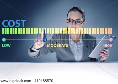 Businesswoman in cost management concept