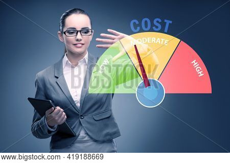 Businesswoman in cost management concept