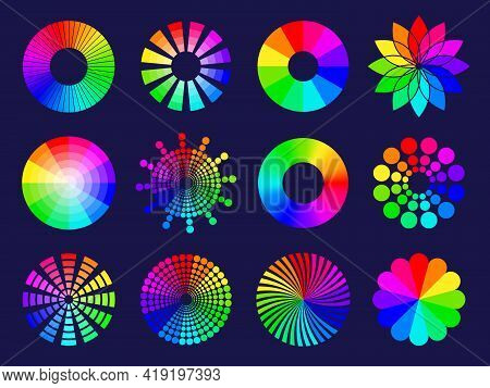 Rgb Circles. Round Abstract Shapes Selective Colored Spectrum Waves Frequency Wheels Rgb Palletes Re