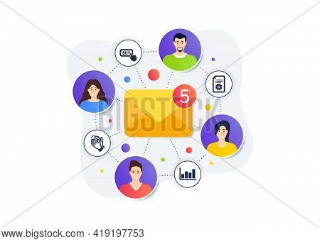 Technical Documentation, Buy Button And Clapping Hands Icons Simple Set. Teamwork Messages Banner. E