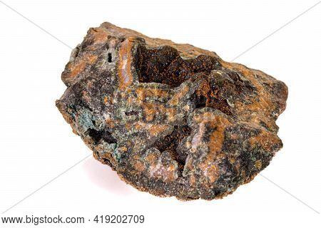 Macro Stone Mineral Quartz With Chlorite On A White Background
