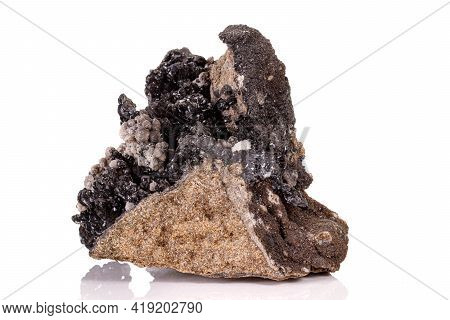 Macro Stone Groutite Mineral On White Background