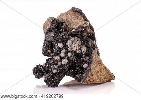 Macro Stone Groutite Mineral On White Background