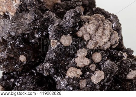 Macro Stone Groutite Mineral On White Background