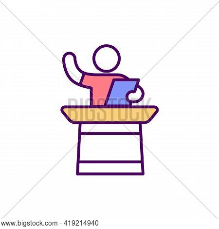 Oral Presentation Skills Rgb Color Icon. Effective Oral Style. Impromptu Speaking. Political Discour