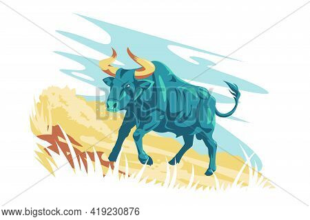 Wild Animal Character Aurochs Vector Illustration. Aurochs