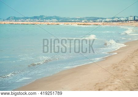 Nopeople At The Beach Of Durres On Albania