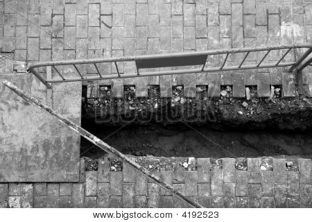 zivile Städtebau, Spanien, Graben, schwarz und weiß