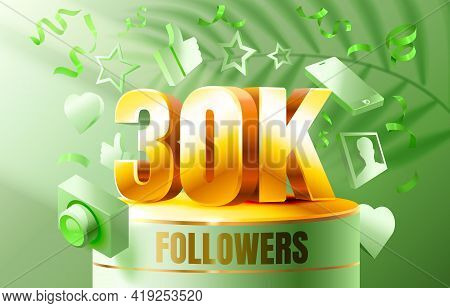 Thank You Followers Peoples, 30k Online Social Group, Happy Banner Celebrate, Vector