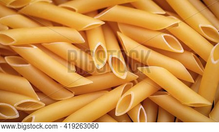 Penne Lisce Durum Pasta For Food Background