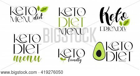 Keto Friendly Diet Vector Design Elements. Set Of Badges.